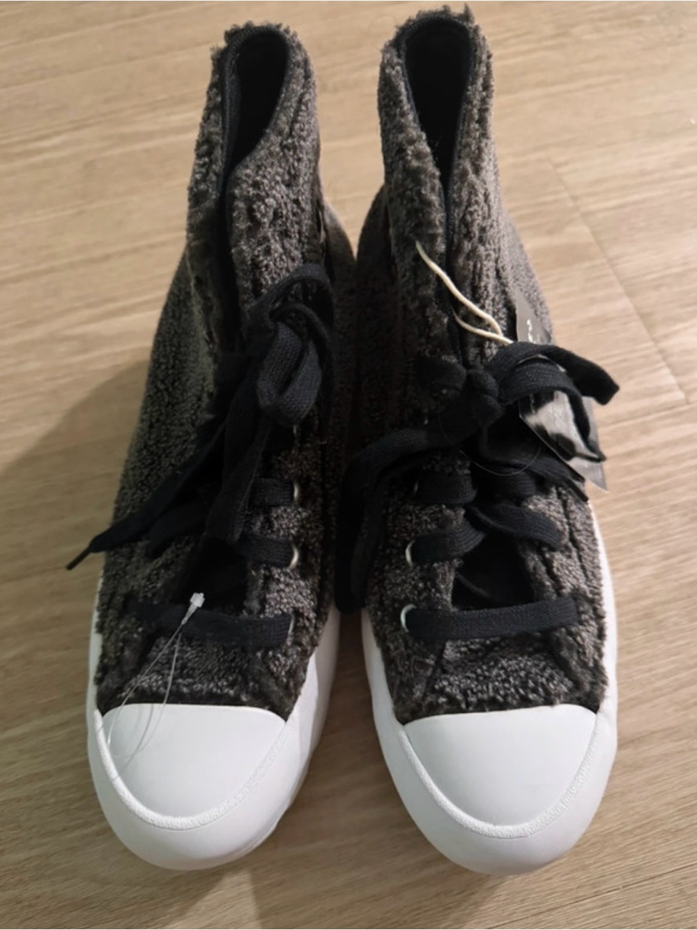 Converse Women's High-Top Knit Sneakers in Dark Gray and White